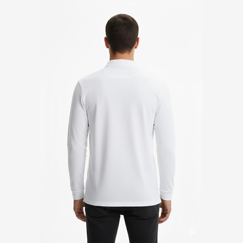 Men’s Performance Polo Shirt, Comfortable Poly/Cotton Pique Long Sleeve Polo Shirt, S-6XL - Image 4