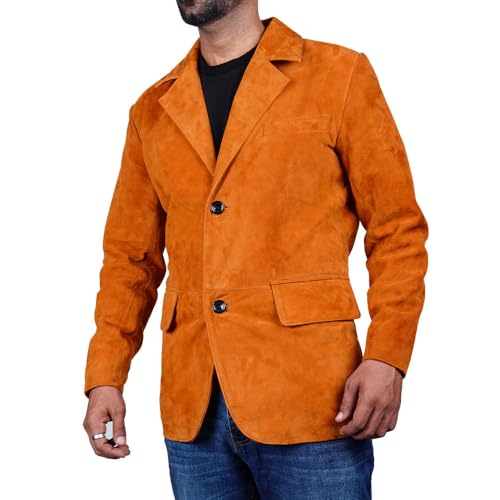 Image of Suede Leather Blazer for Men Suede Sport Coat for Men Blazer Suede Leather Jacket Blazer Coat for Men