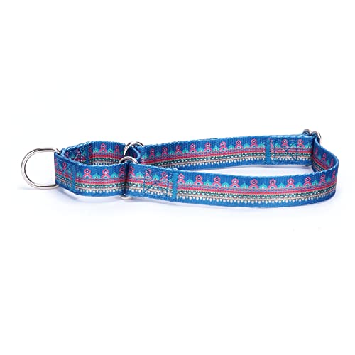 Pimaodog Heavy Duty Nylon Dog Collar, Adjustable Martingale Dog Collar for Walking Training Boy and Girl Dogs Medium Large Dogs (L:45-53CM, Navy1)