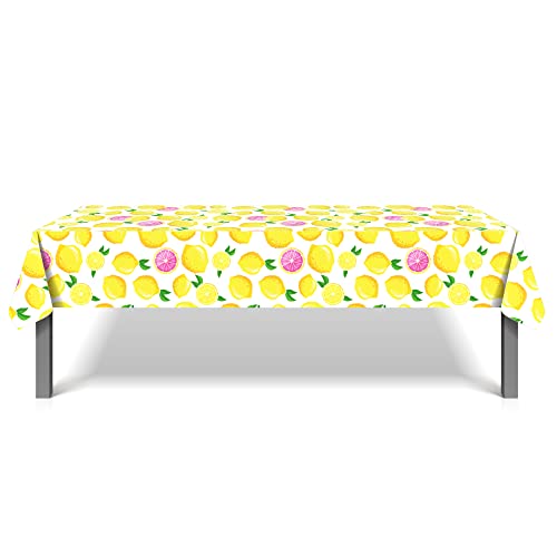 Na 2 Pcs Lemon Plastic Tablecloth, Summer Table Cover Disposable Rectangle Yellow Waterproof Table Cloth For Summer Party Summer Fruit Party Picnic Decor, 54 X 87 Inch #TOP2