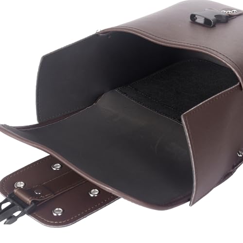 2 piezas de alforjas para motocicleta, bolsas de cuero sintético PU, alforjas laterales universales de fácil instalación para motos cruiser y biker miniatura 4