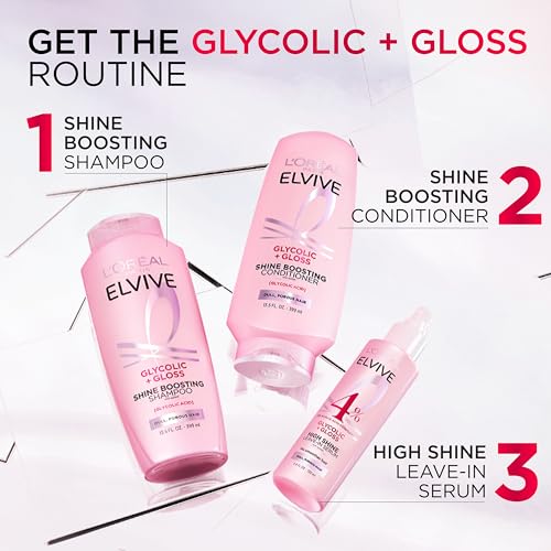 L'Oreal Paris Elvive Glycolic + Gloss Shine Boosting Conditioner, Cleanses and Smooths Dull, Porous Hair Into High-Shine, Glossy Hair, 28 Fl Oz - image 7
