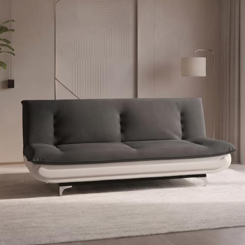Image of Torque Siesta 3 Seater Sofa Cum Bed for Living Room & Bedroom | Premium Dark Grey Suede Fabric Foldable Sofa Bed | 6 x 4 Ft Sleeping Sofa | Space Saving Convertible Couch for Home & Guests