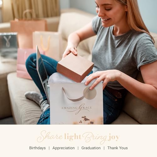 Image of Christian Art Gifts Large Gift Bag with Tissue Paper, Amazing Grace, Taupe