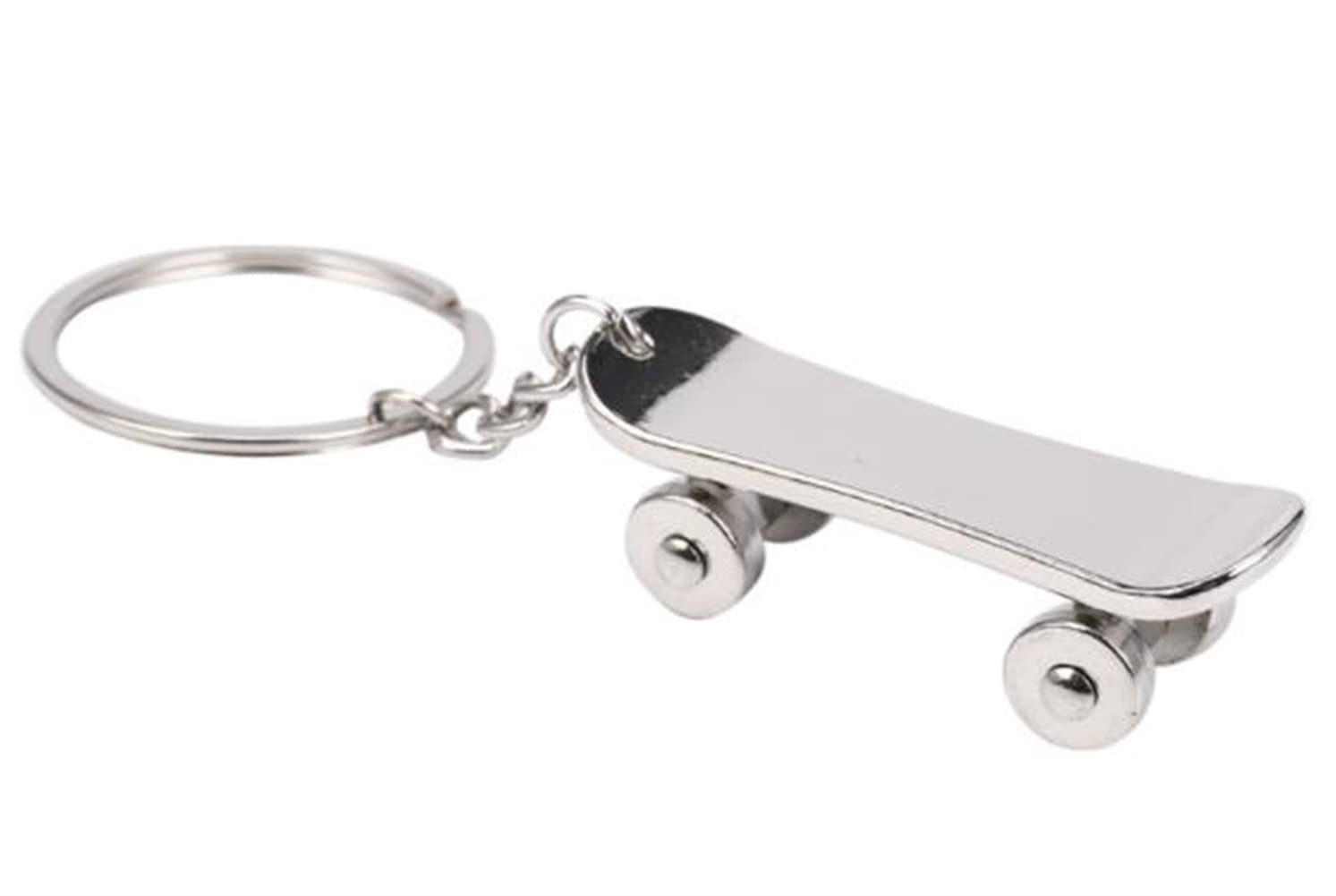 YEHJDSMDSkateboard Metal Keychain for Men Car Key Ring Fashion Key Ring Keychain Skateboard Gifts for Skate Lover, Silver, M