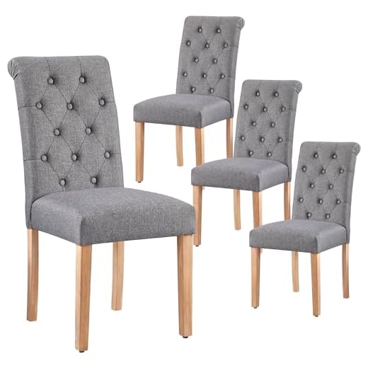 Yaheetech Fabric Dining Chairs Set of 4 Upholstered High Back Soft Padded Seat Side Chairs for Living Room and Dining Room Dark Grey