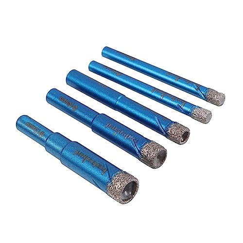 LALAFINA 5Pcs Dry Diamond Drill Bits for Ceramic Tile Marble Granite High Performance Hollow Core Drill with Cooling Function for Home DIY Building Projects