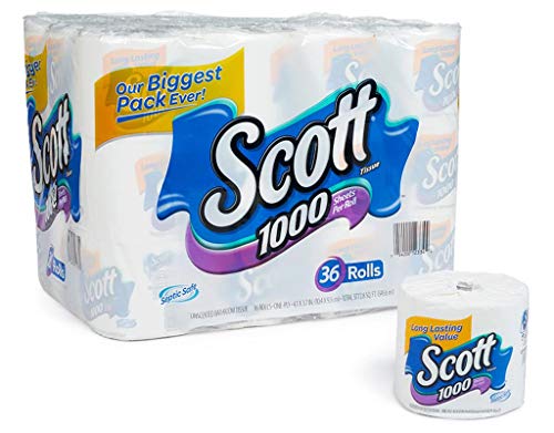 Image of Scott 1000 Sheets Per Roll Toilet Paper,36 Rolls Bath Tissue