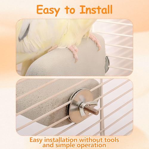 2pcs Pet Teeth Grinding Stone and Perch, Natural Bird Nail File Perch Parrot Toy for Budgie Cage, Cockatiels, Conures and Other Small Birds - Image 6