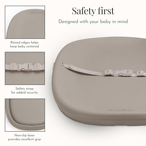 Image of Evolur Eva Changing Pad, Waterproof EVA Foam, Safety Strap, Oat