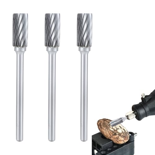 3 Pcs Carbide Die Grinder Bits for Dremel Rotary Tool,Double-Cut Rotary Burr Drill Bit Set,Rotary Files for Metal Wood Plastic,High Speed Carbide Burr for Polishing and Carving