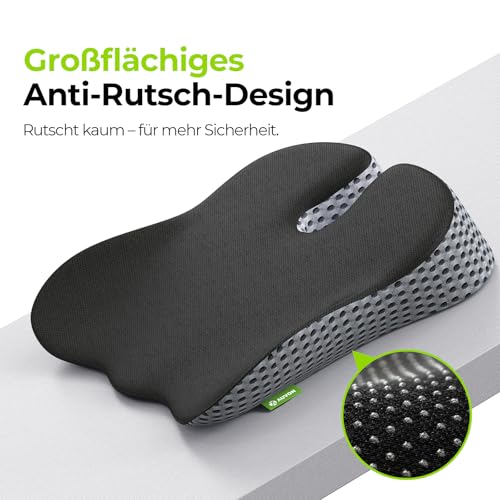 AUVON Keilkissen fürs Auto Stuhl mit U-Form-Design zur Sitzerhöhung & Haltungssupport, Memory Foam Sitzkissen-Auto zur Linderung von Steißbein-, Rücken- und Ischiasschmerzen, rutschfeste Unterseite