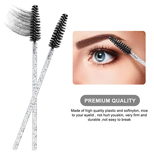 SWKJ 60 PCS Disposable Eyelash Brushes, Spoolies Eyebrow, Mascara Wands Applicator Lash Brushes Castor Oil Brush Cosmetic Makeup Tools(Crystal-black) - Image 5
