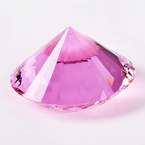 Image of Crystal Glass Diamond Shaped Decoration, Pink 60mm Jewel Paperweight,Gift Decoration Idea for Christmas, Thanksgiving (Please Identify Our Brand YARR Store)