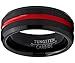 Men's Tungsten Carbide Black Wedding Band Engagement Ring,Grooved Red Center, Comfort Fit 8.5