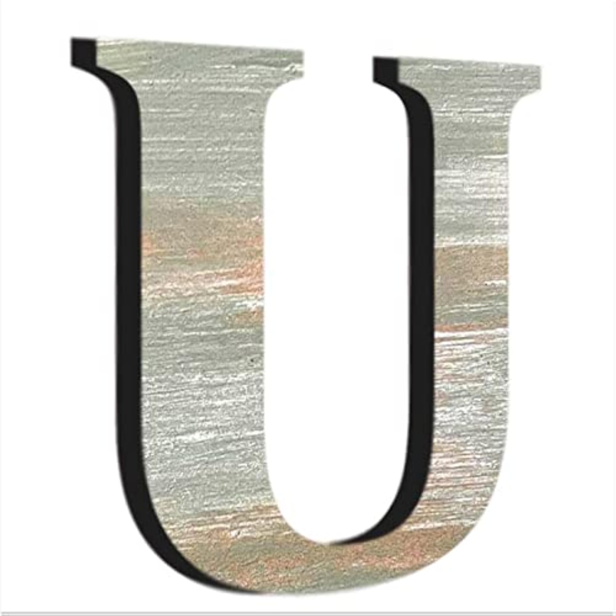 Wooden Letter U for Wall Decoration, Rustic Green