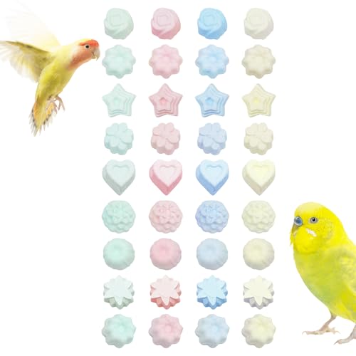 18 Pack Bird Beak Grinding Stone with Random Color and Shape, Bird Toys, Parrot Toys, Chew Toys for Budgies, Cockatiels, Lovebirds, Conures, Quakers, Parakeet, Caique, Small to Medium Bird