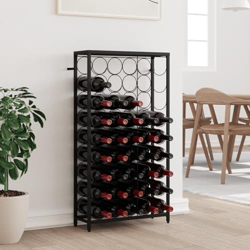 Soporte para 45 botellas negro hierro forjado 54x18x100 cm miniatura 1