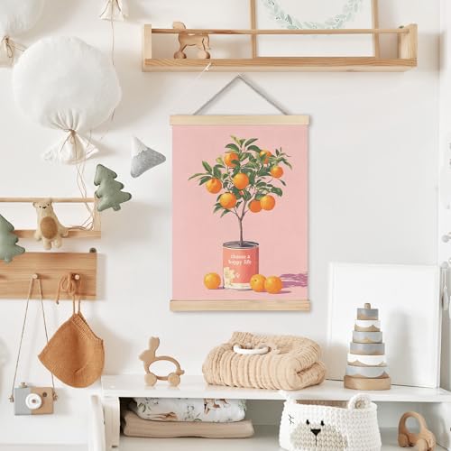 Image of PQKIY Motivational Orange Tree Wall Art Poster Hanger Frame 12x16 in, Inspirational Fruit Citrus Wall Decor Canvas Prints for Home Kitchen Bedroom Living Room