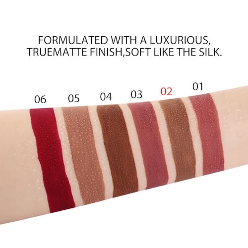 Image of evpct 1Pcs Brown Matte Liquid Lipstick Lip Gloss Glossy Set for Black Women 24 Hour Silky Velvet Lipstick labiales matte larga duracion mate 24 horas originales 02#
