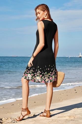 Image of KILIG Women Soft Casual Beach Sundress Floral Pleated Vintage Tank Dress 2026