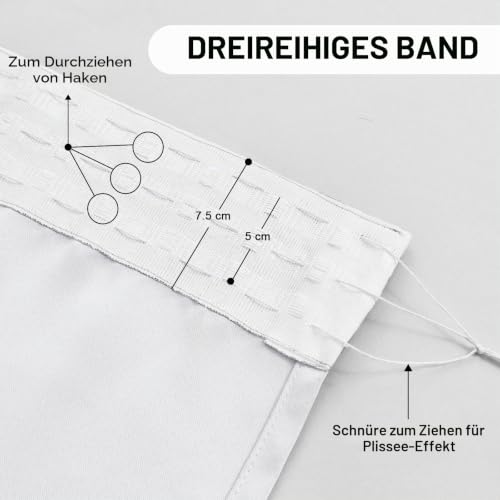 DWCN Raumteiler Gardinen Thermovorhang Blickdichte Wohnzimmer Kräuselband – Ansicht 5