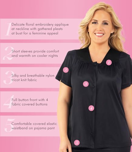 Image of Exquisite Form 90107 Women's Nylon Tricot Short Sleeve Matching Pajama Set