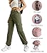 Women Wide Leg Cargo Pants High Waisted Straight Long Trousers Army Green