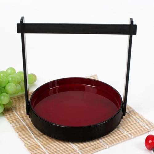 Bandeja japonesa para sushi de plástico rojo con asa pequeña miniatura 4
