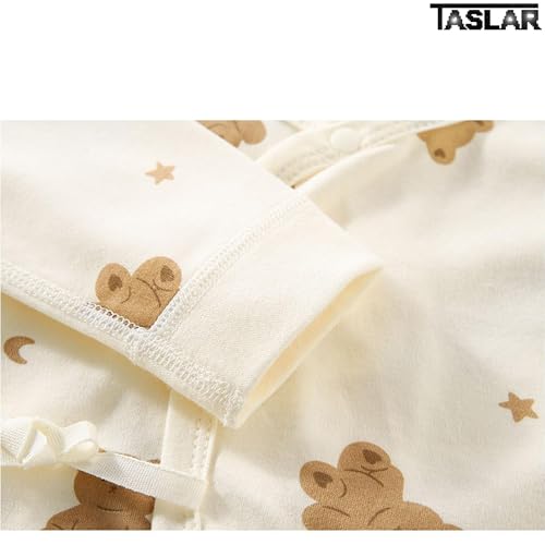 Image of TASLAR Cute Bear Cartoon Two Piece Clothes Set Cotton Long Sleeve Open Front Outfits Room Wear, Sleepwear, Soft Pajamas Top for Unisex Baby Boys Girls