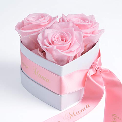ROSEMARIE SCHULZ Heidelberg Infinity Rosen Herzbox 3 konservierte Rosen Satinband Goldschrift Für die Beste Mama der Welt (Rosa, 3 Rosen Für die Beste Mama der Welt)