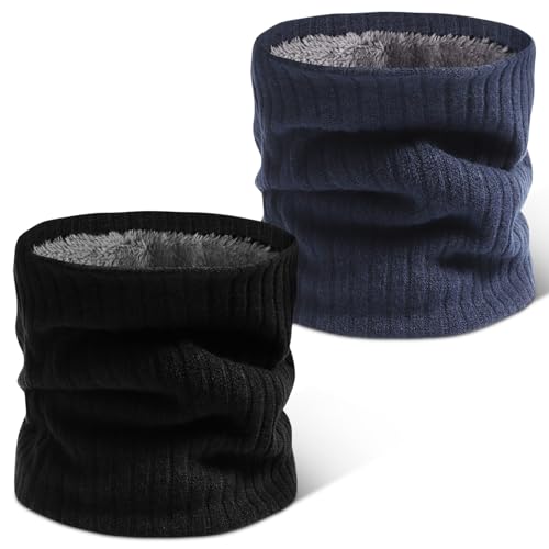 Cevikno 2 Stück Winter Schlauchschal, Fleece Loop Halsschlauch, Halswärmer Winddichte Nackenwärmer Schlaufschal Schlauchtuch Damen Herren für Skifahren Laufen Radfahren