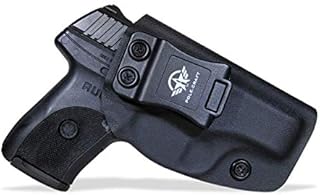 Ruger LC9 Holster IWB Kydex Holster Custom for Ruger LC9 / Ruger LC9S / Ruger EC9S / LC380 Pistol - Inside Waistband Concealed Carry - Adj. Cant Retention - Cover Mag-Button (Black, Right)