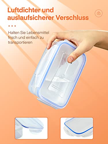 D.Perlla Frischhaltedose mit Deckel, 8 Teiliges Plastik Vorratsdosen Set BPA Frei, Spülmaschinen- Mikrowellen- und Gefrierschrankgeeignet, Ineinander stapelbar, Transparent