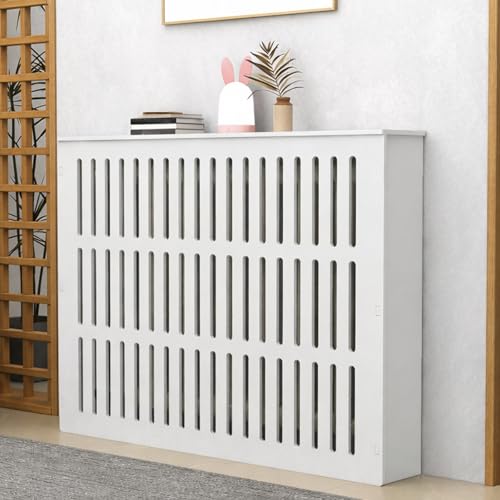 WBJGUOD Stylish Radiator Covers for Home Durable Breathable Slats Heater Cover with Storage Shelf Living Room Bedroom Hallway (120x25x80cm)