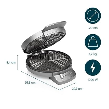 Princess Waffeleisen 132380, Mit Herzwaffelform, 1200 Watt, 0,85m Kabellänge, 5 Heizstufen, Mit Kontrollleuchte – Bild 4