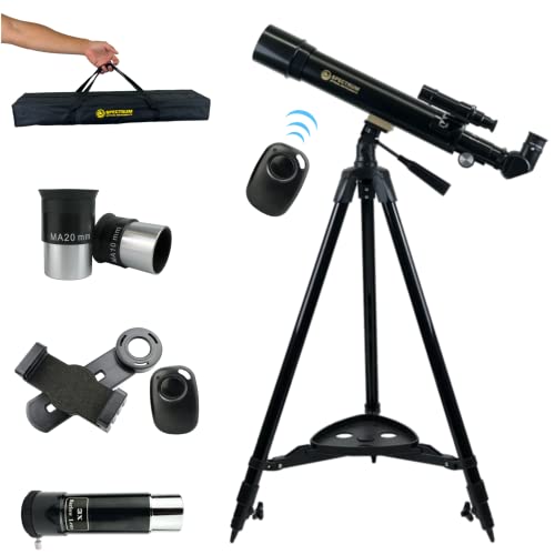Image of SpectrumOI Telescope for Kids & Adults - Astronomy Gift, 60mm Aperture Refractor with Carry Bag & Phone Holder