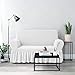 NICEEC Loveseat Slipcover White Loveseat Cover 1 Piece Easy Fitted Sofa Couch Cover Universal High Stretch Durable Furniture Protector Love Seat with Skirt Country Style (2 Seater White)