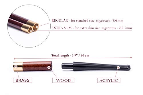 Dr. Watson - 3.9" Short Wooden Cigarette Holder, fits Regular Cigarettes, Smooth Finish, Handmade - Image 4