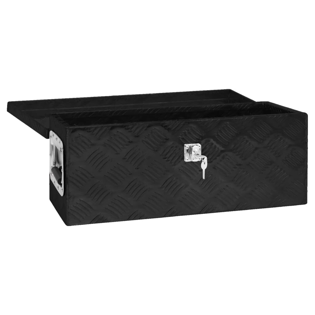 Genérico Caja de almacenaje de Aluminio Negro 60x23,5x23 cm,Bricolaje,Accesorios de Bricolaje,Organización y Almacenamiento de Herramientas,Cajas de herramientas-152249