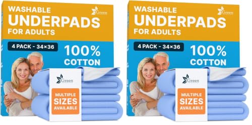 Image of GREEN LIFESTYLE Washable Underpads - Large Bed Pads for use as Incontinence Bed Pads, Reusable Pet Pads, Great for Dogs, Cats, Bunny, Seniors Bed Pad (Pack of 8 - 34x36)