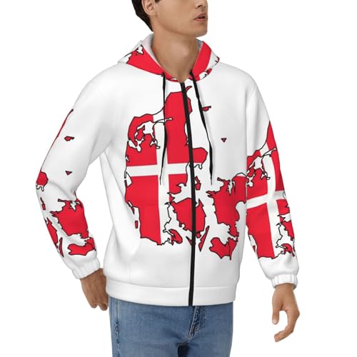 Sweat à capuche drapeau danois EdWal zippé et décontracté pour homme