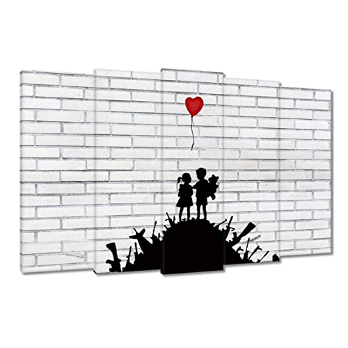 Tableau Banksy Kids on guns toile déco murale 150x95cm