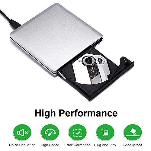 Xglysmyc USB 3.0 External Blu-ray CD DVD Drive,Portable Ultra-Thin 3D Blu-ray Player DVD+/-RW Burner Writer Reader for Laptop Notebook PC Desktops Support Windows XP/Vista/7/8/10, Mac OSX -Silver - Thumbnail 4