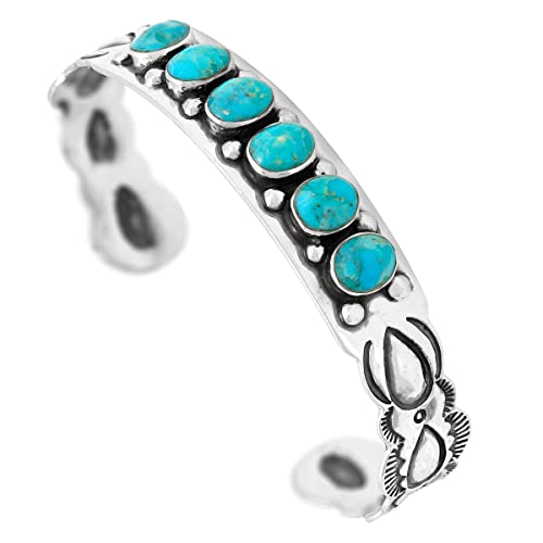 Turquoise Bracelet Sterling Silver 925 Genuine Gemstones Gemstones Cuff Bracelet