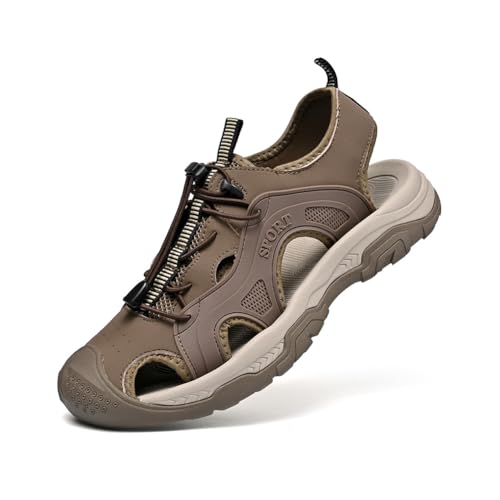 Sandales de sport homme en cuir imperméable et semelle caoutchouc