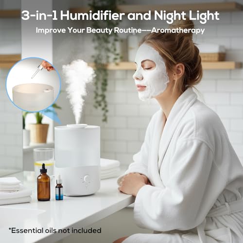 Romon Humidificateur d'Air Chambre, Diffuseur Huiles Essentielles, Purificateur Silencieux pour une Ambiance Confortable, capacité de 2,5 L Blanc – Image 6