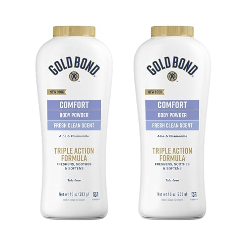 Gold Bond Comfort Body Powder, 10 oz., Talc-Free, Fresh Clean Scent With Aloe & Chamomile, Pack of 2