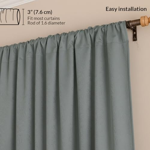 Image of HOMEMONDE 100% True Blackout Curtains 5 Feet Window - Single Piece Curtain, Embossed Panels Light Block Thermal Insulated & Noise Reducing Top Style Rod Pocket Curtains (Abstract Grey, 60Inch)