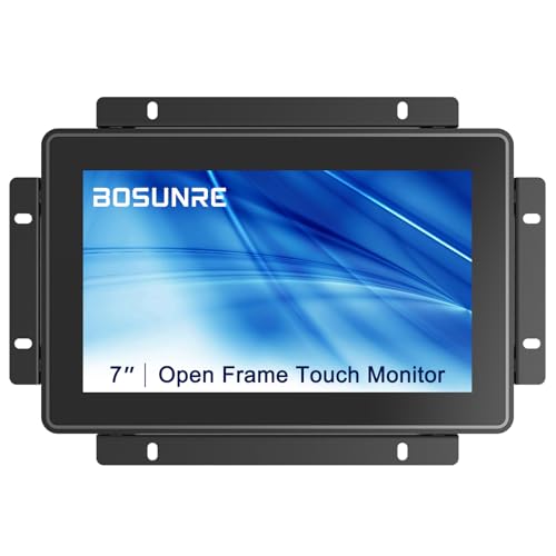 Image of IP65 Industrial Monitor 7 Inch Open Frame Touch Screen Monitor, 10-Point Capacitive Touch Display PCAP LCD Monitor, 1024x600 Metal Housing for HMI Control Panels